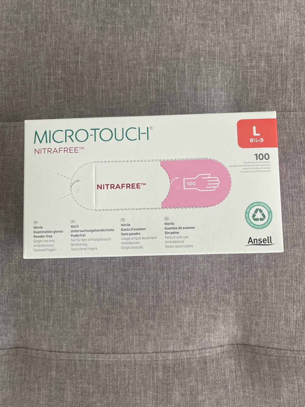 Micro-Touch Nitrafree Pink Nitrile Examination Gloves disposable Size large